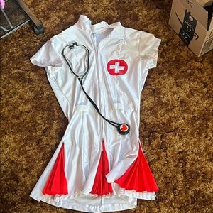 Sexy nurse  Costume with Red Accents